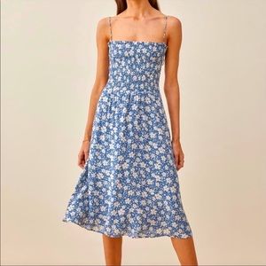 Reformation Sable Dress in Blue Floral
